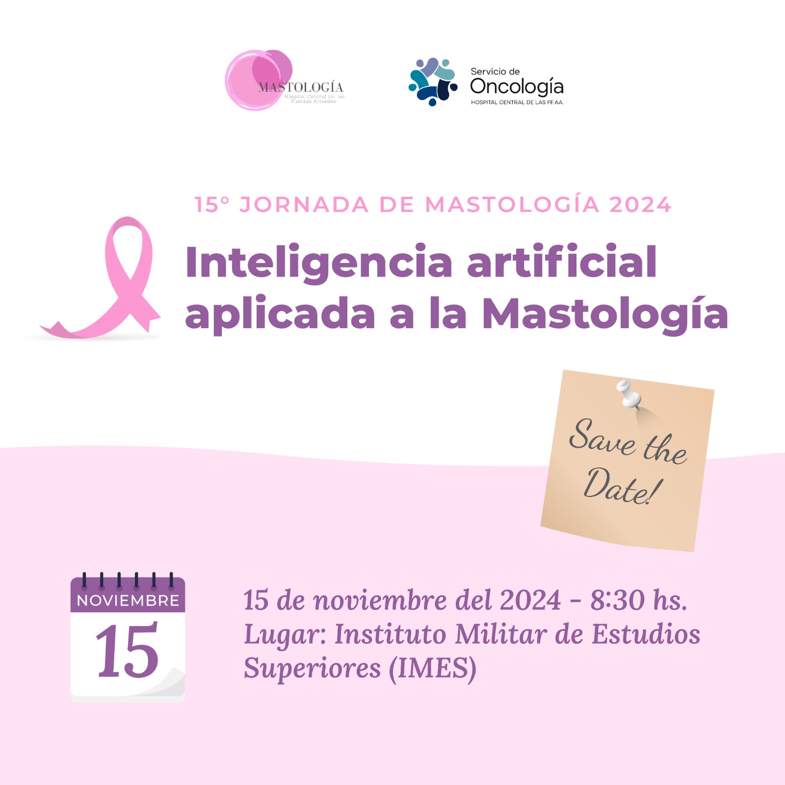 Flyer de las 15° Jornadas de Mastología 2024